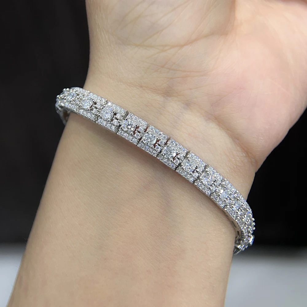 NKHOG フルモアッサナイト女性ブレスレット 925 スターリングシルバーテニスブレスレットウェディングパーティー D VVS ダイヤモンドジュエリー高級ギフト GRA