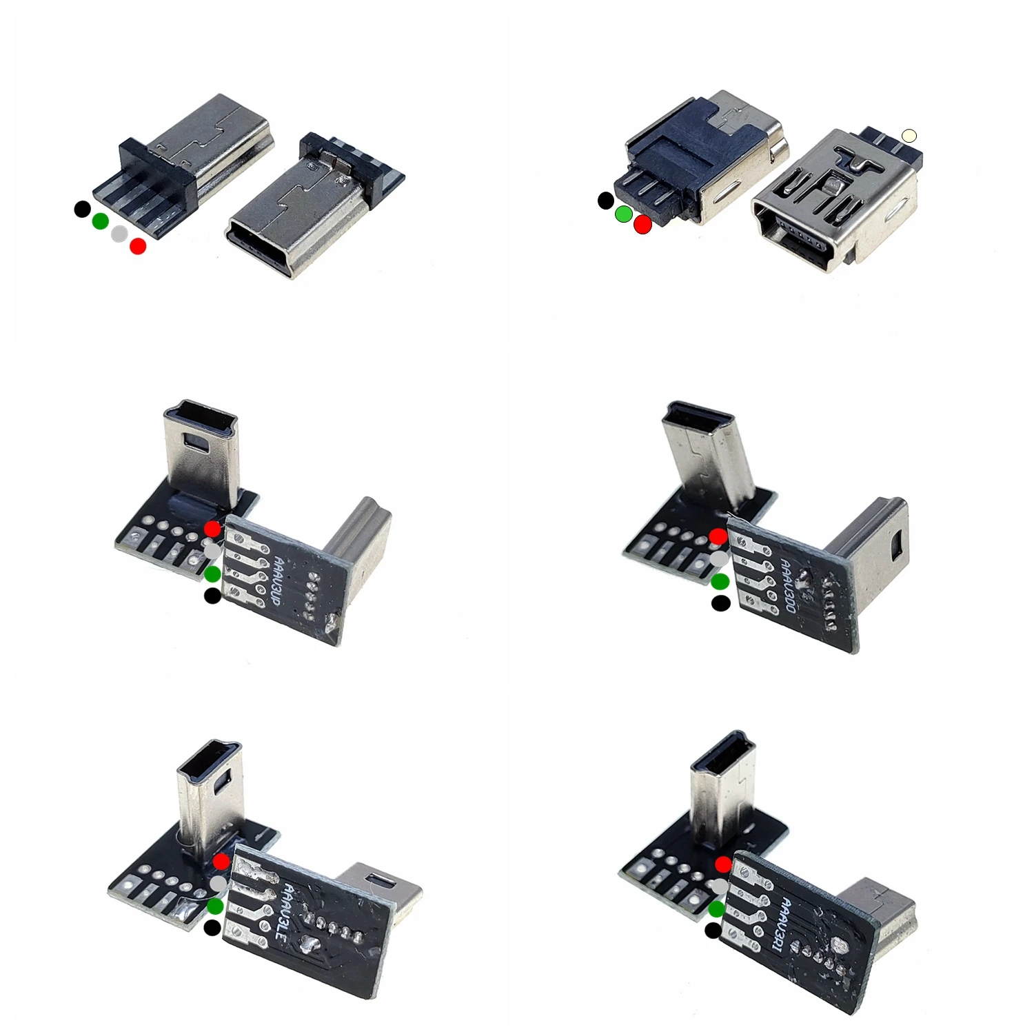 USB 2.0 플러그 업, 아래, 왼쪽, 오른쪽, DIY 맞춤형 L 자형 엘보, 90 도 안드로이드 마이크로 C타입 미니 USB 데이터 전원 공급 장치, 2 개