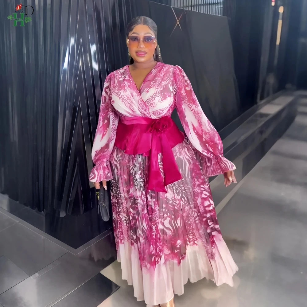 

H&D 2025 African Dresses Plus Size For Women Elegant Africa Clothing Wedding Party Long Sleeves Summer Dress Daily Ankara Dress