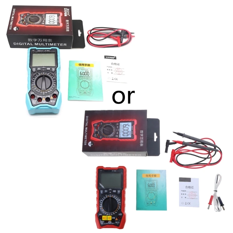 Digital Multimeter 6000 Count Transistor Test Frequncy Diode Triode Temperature Inductance Test Current for Engineering