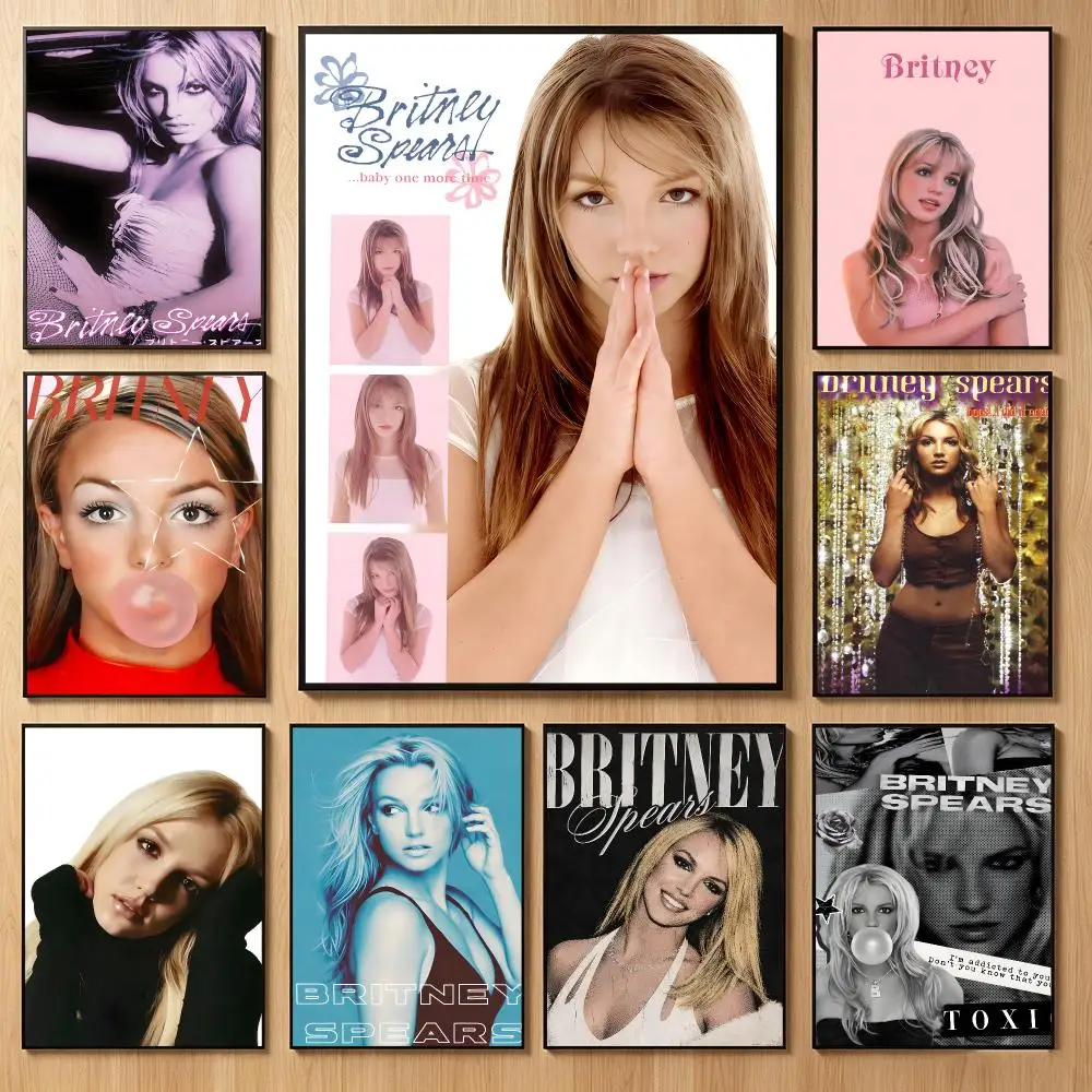 Glamorous Singer B-Britney Spears Poster Classic Self-Adhesive PP Wall Sticker for Living Room Bar Decor Gift