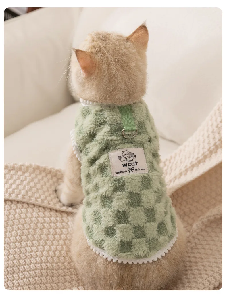Picture 6: Cat Fluffy Coat Winter Clothes Cozy Thicken Kitten Sweater For Small Cats Dogs With D-Ring