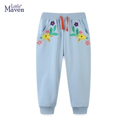 Little Maven Autumn Clothes for Teenagers Embroidered Flowers Children's Clothing for Baby Girls Pants Cotton Trousers for Kids