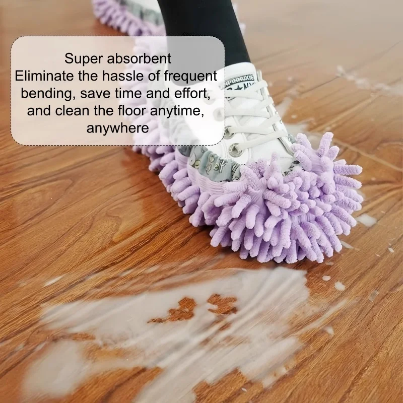 Chenier Floor Shoe Covers for Household Lazy People, Removable and Washable Cloth, Floor Wiping Slippers, and Floor Mopping Tool