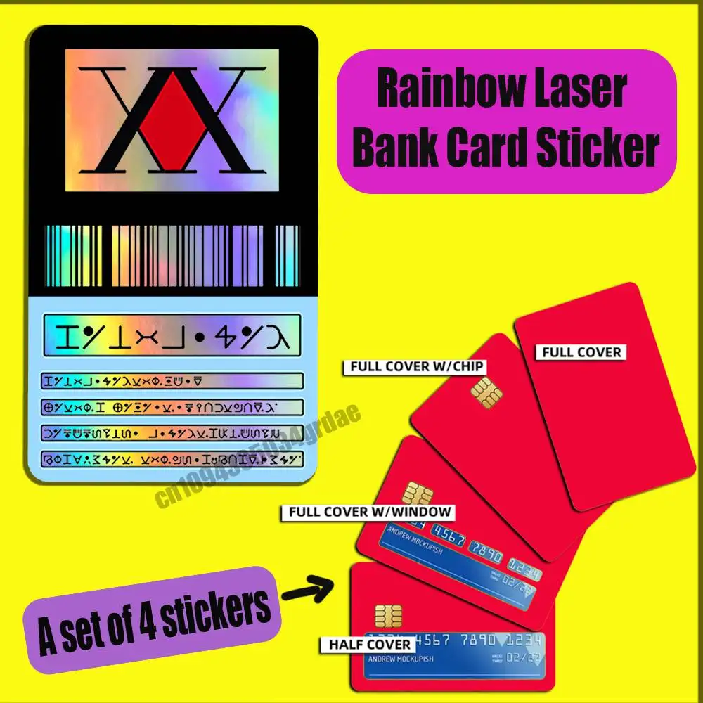 

For Rainbow Laser Hunter License Credit Bank Sticker Film Waterproof Protect Access Card Full Cover Skin ID