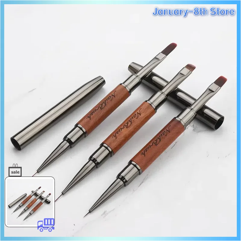 Nagel Kleber Stift Sandelholz Dual End UV Gel Pinsel Nail art Malerei Verlängerung Gel Nagel Linie Pinsel Maniküre Werkzeug