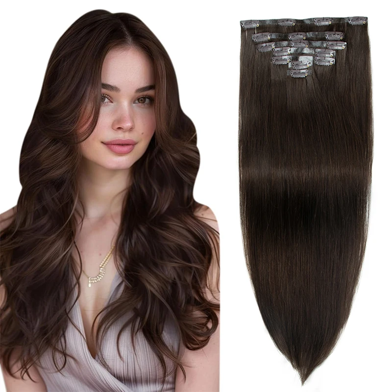 

Invisible Clip In Hair Extension Injected PU Tape Weft Clip in Human Hair Extension 7Pcs/set 12-24inch 100G 120G Clip On Hair