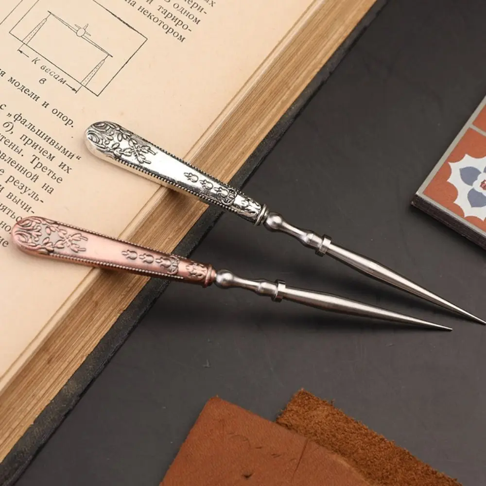 Metal Vintage Sewing Awl Hand Stitch Fabric Leather Punch Hole Awl Round Hole Needlework Accessories Hole Punching Stitching