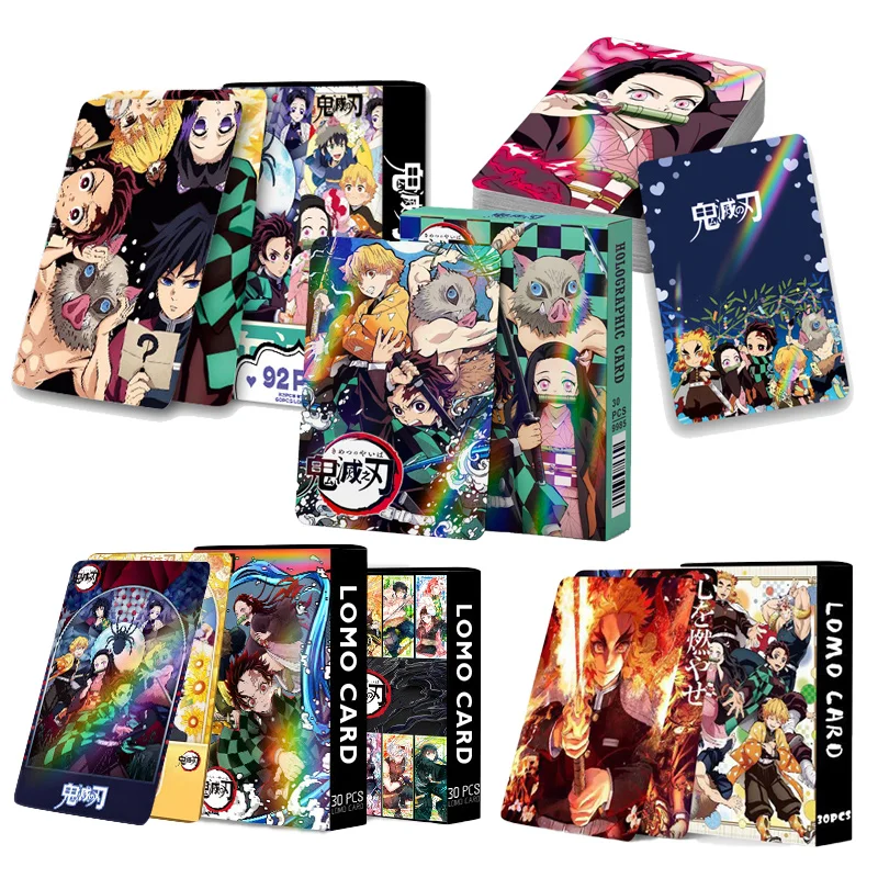 Juego de tarjetas Demon Slayer, tarjeta de colección de Anime, hermosa postal, mensaje, regalo para fan, figura de dibujos animados, tarjeta elegante de Tanjirou Nezuko