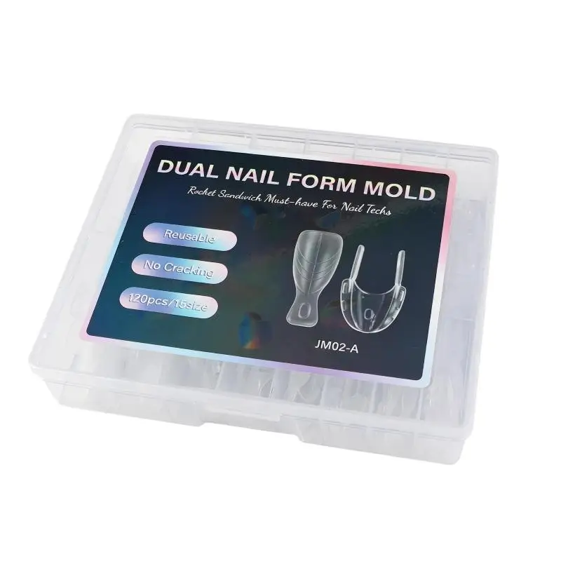120 Stück, doppelter Nagelform-Satz, Sandwich-Nagelform für Nagelverlängerungen, verschiedene Formen, wiederverwendbare, transparente Nagelformen für den Salon, für den Heimgebrauch und für DIY-Maniküre. – Detail 8