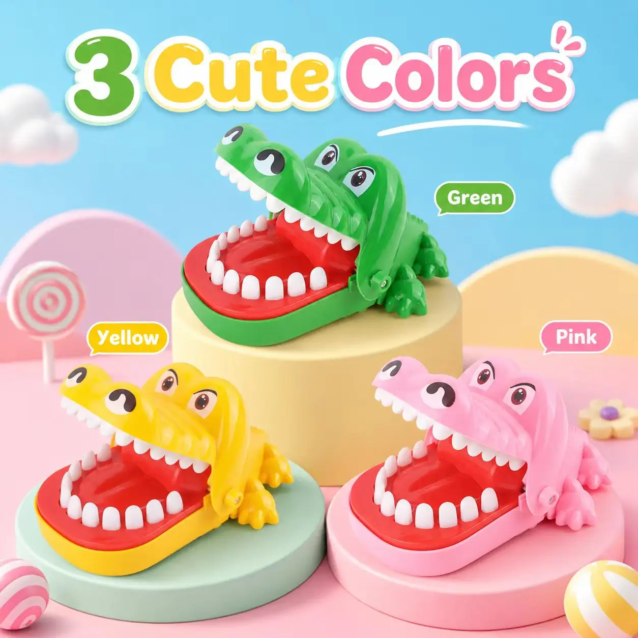 3pcs Crocodile Bite Finger Toy Kids Dentist Game Biting Crocodile Toy Family Interactive Party Trick Prank Toy