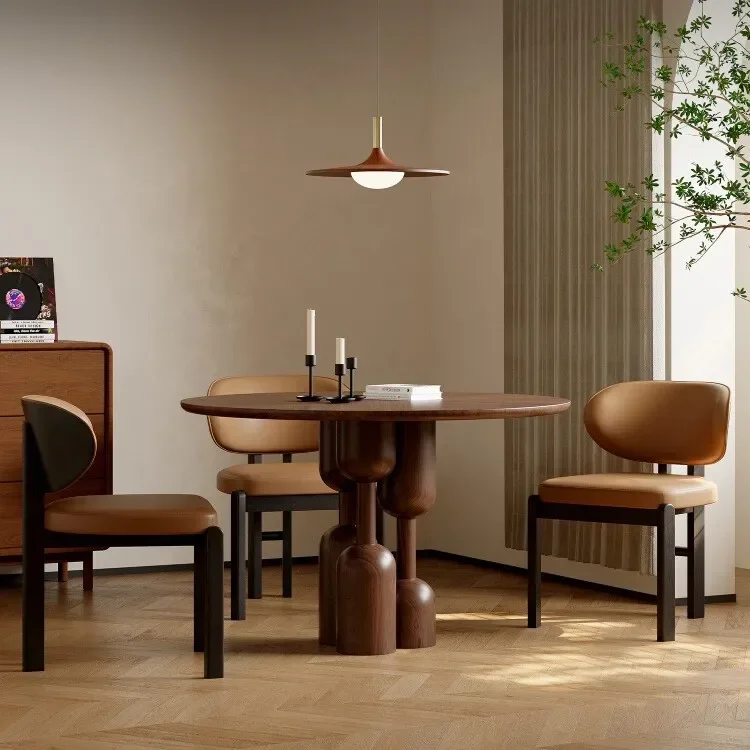 Solid wood dining table dining room oak round table home negotiation table small apartment