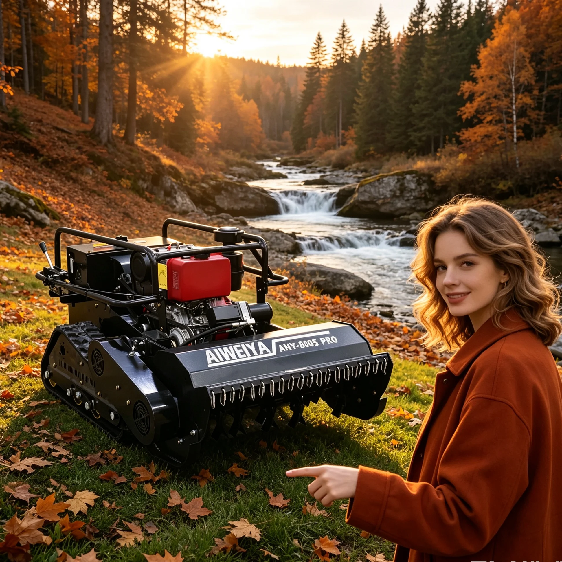 Customized 800Spro Black Diesel Brush Cutter Mulcher, Self Propelled Remote Control Crawler Type for Multi‑Scene Brush & Grass