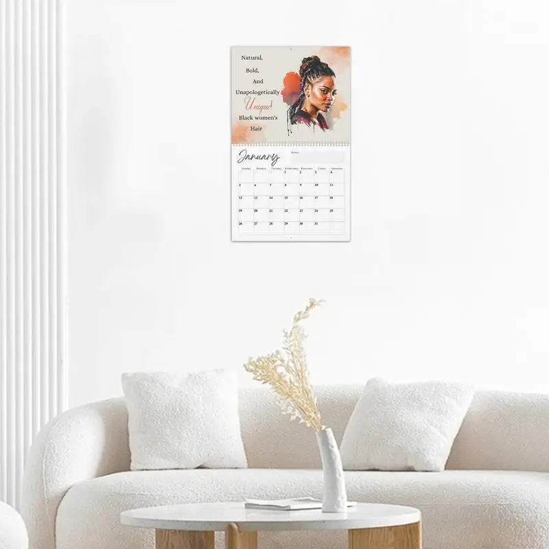 Black Girl Wall Calendar 2025 Meaningful African Black Women Wall Monthly Calendar Wall Spiral Planner Calendar For Apartment