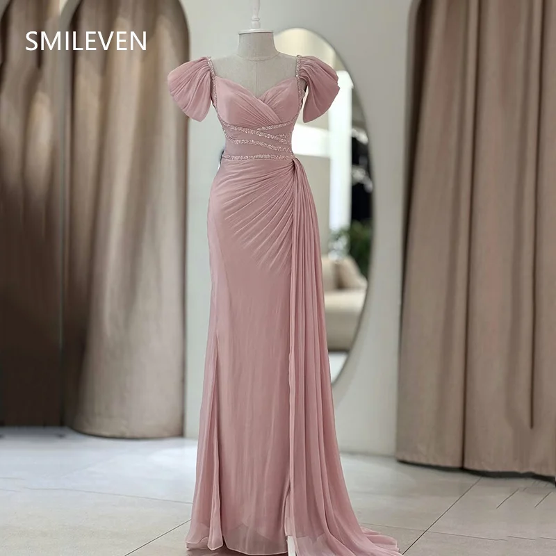 

Smileven A-line Shiny Modest Prom Dresses Applique Saudi Arabia Sleeveless Party Evening Dress Gift Customized 2025