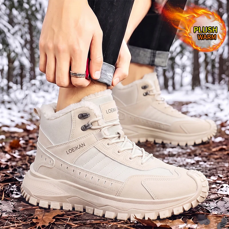 LOEIKAN Herren High-Top-Arbeitsstiefel mit drehbarer Schnalle, breiter Zehenbox, Freizeitschuhe, modische Jagd- und Trekkingschuhe für den täglichen Gebrauch – Detail 12