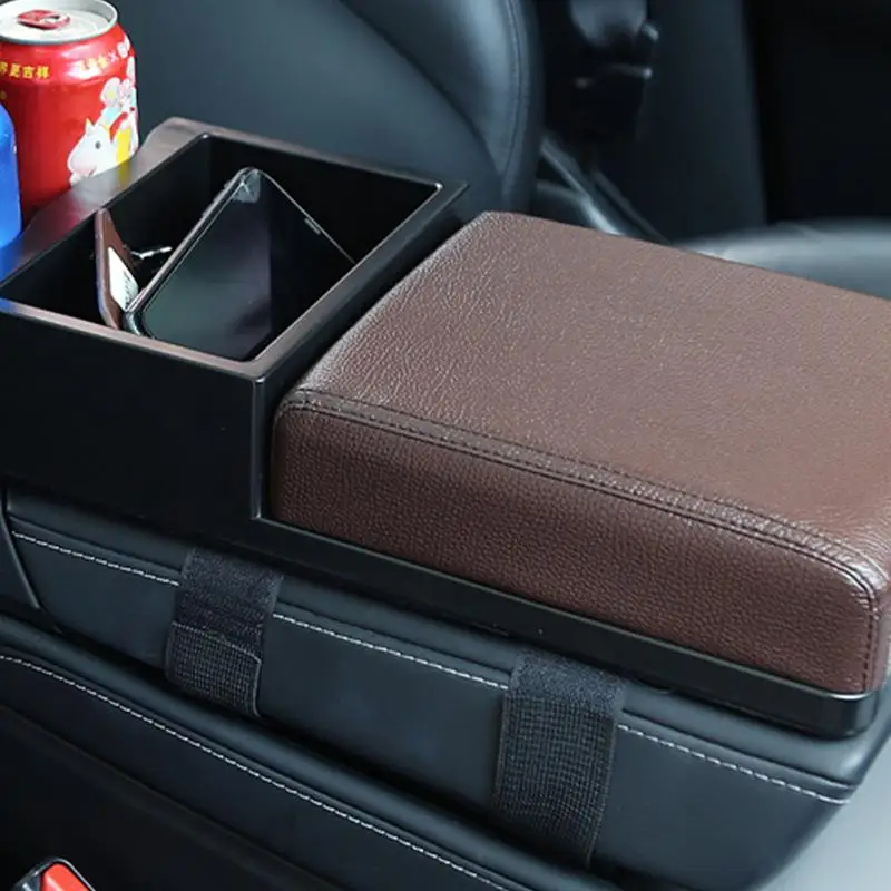 3-in-1 Car Armrest Box Cushion Universal Arm Rest Mat Extender Retractable Cup Holder Storage Box Car Center Console Protector