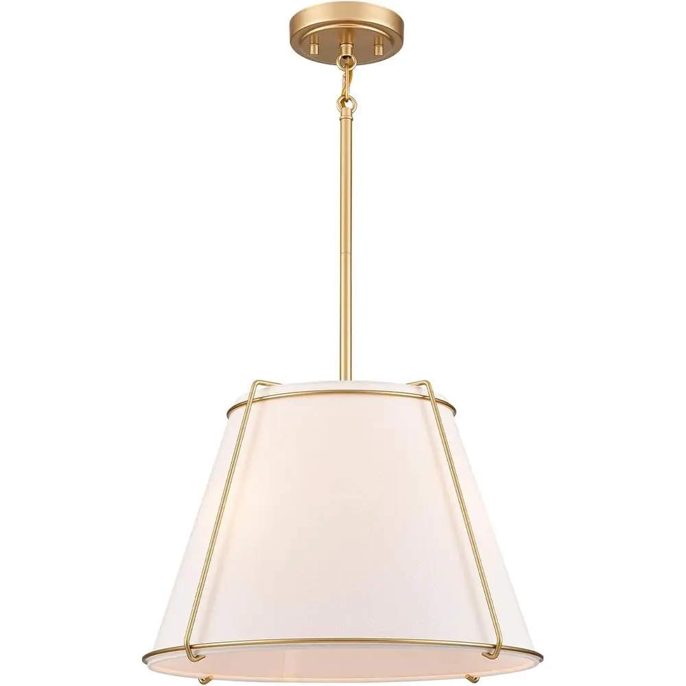 

Metal Lantern Fabric Drum Shade Pendant Light, 16 White & Gold, Suitable for Kitchen, Dining, Living Room, Bedroom