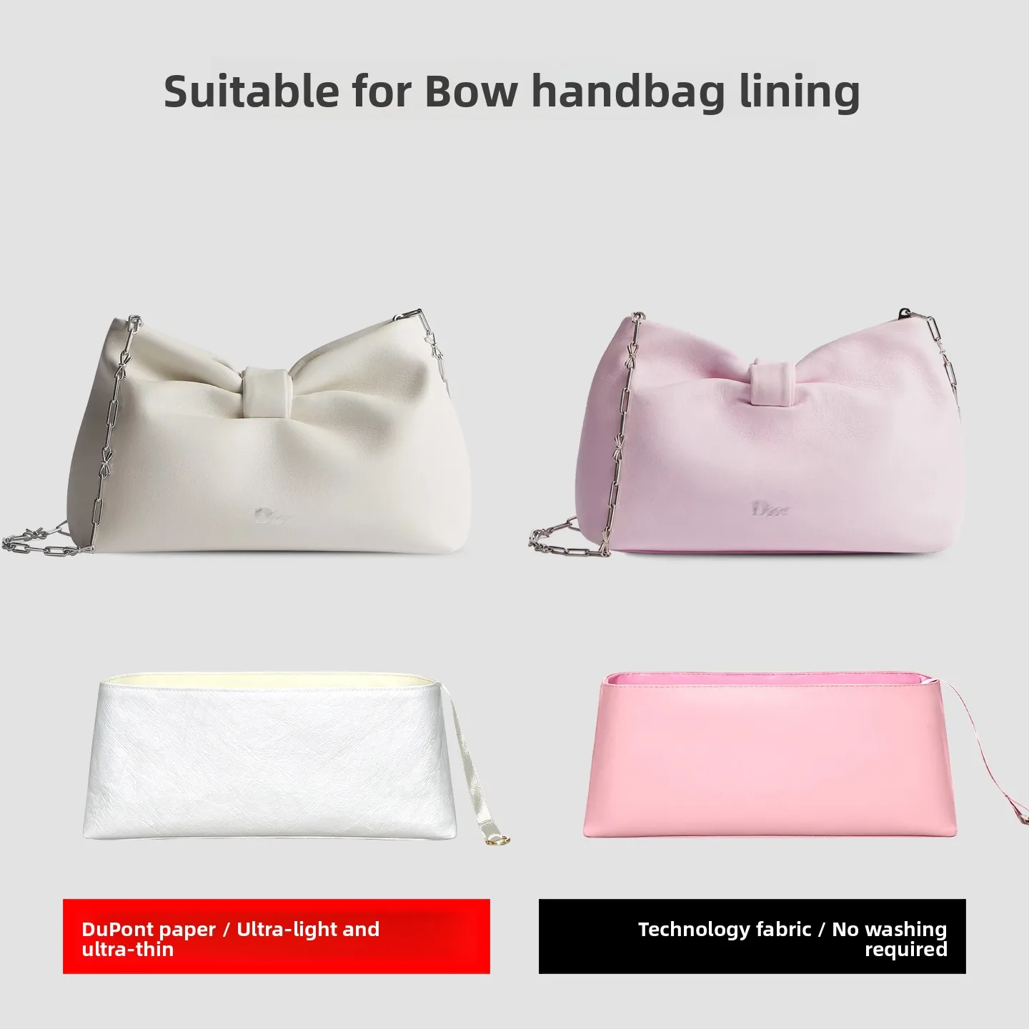 

Легкий тонкий внутренний карман из бумаги DuPont для сумок-клатчей Diore Bow Knot, малый и средний размеры