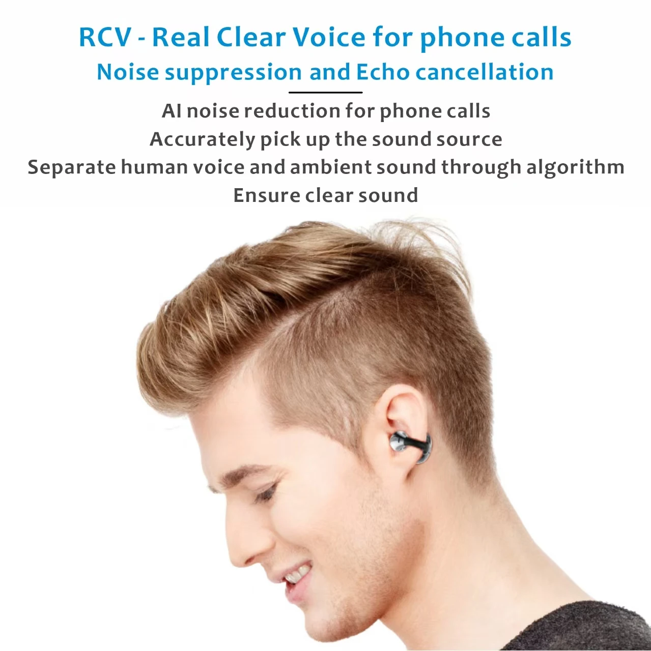 New Ear Clip Wireless Bluetooth 5.4 Earphones Open Ear Sporty Earphones RCV noise reduction for phone call