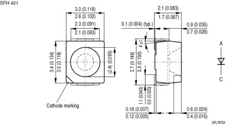 SFH320FA IRLED 3528 980nm infrared emitting photosensitive receiver LED