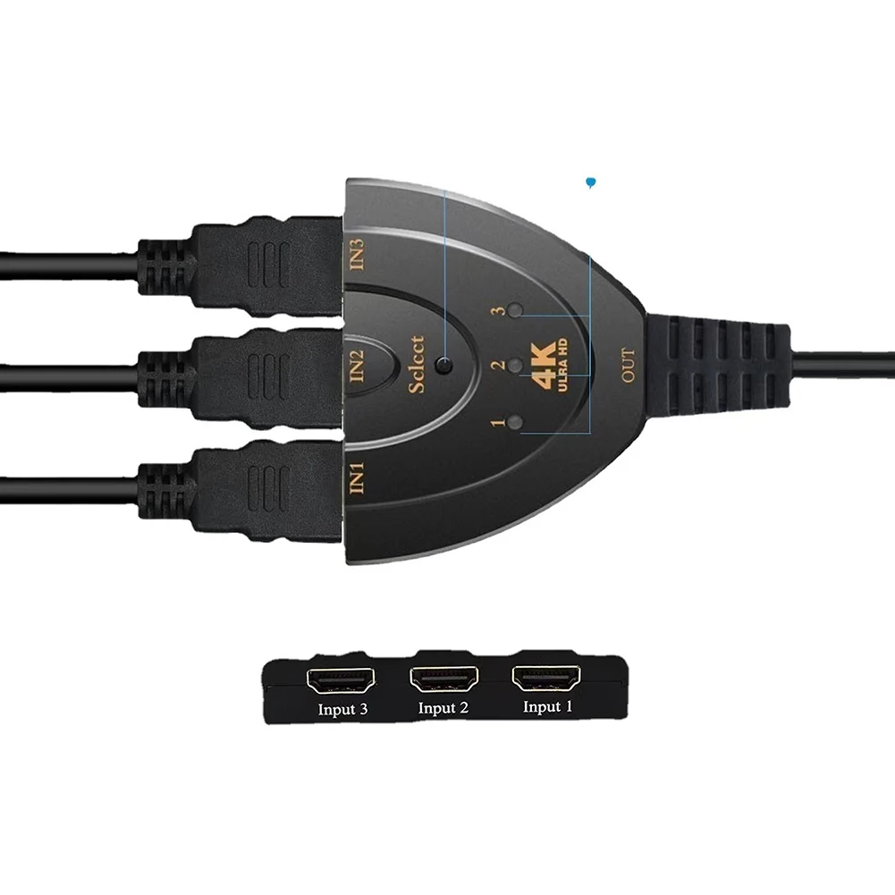 4k/1080p 3-Port HDMI-kompatibler Switcher-Wahlschalter mit 1,8 Fuß HDMI-kompatiblem Kabel 3 in 1 Out HDMI-kompatibler Hub für HDTV PS4