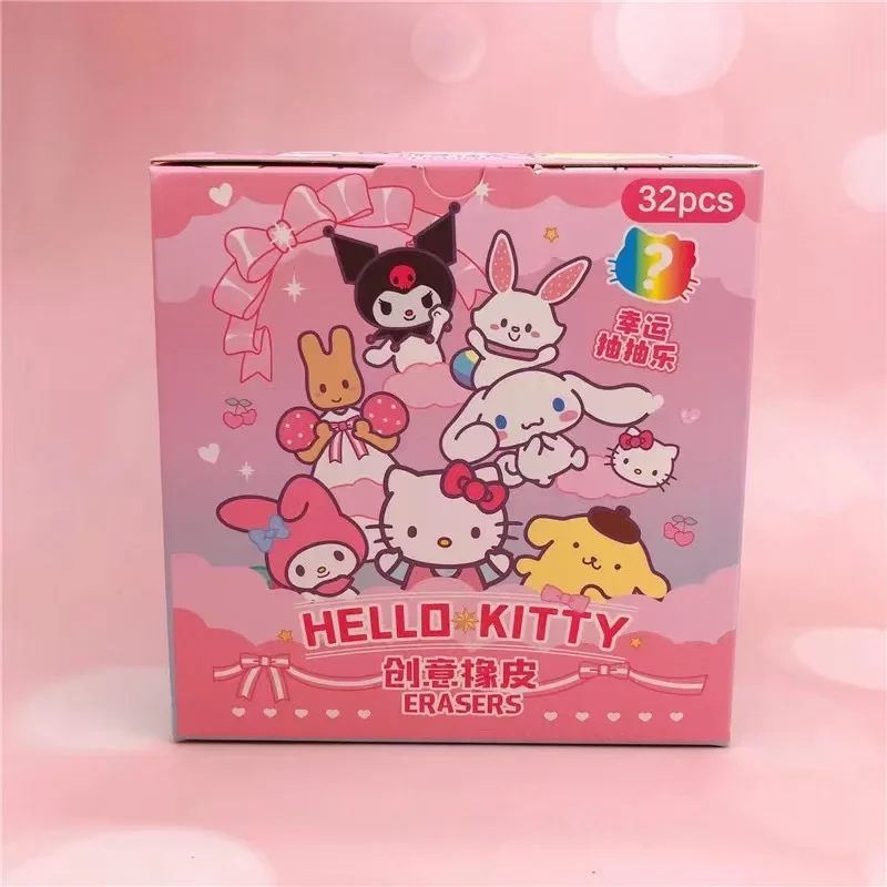 Kawaii 32Pcs Boxed Sanrio Family Cute Pet Cartoon 3D Three-dimensional Eraser Prize Stationery