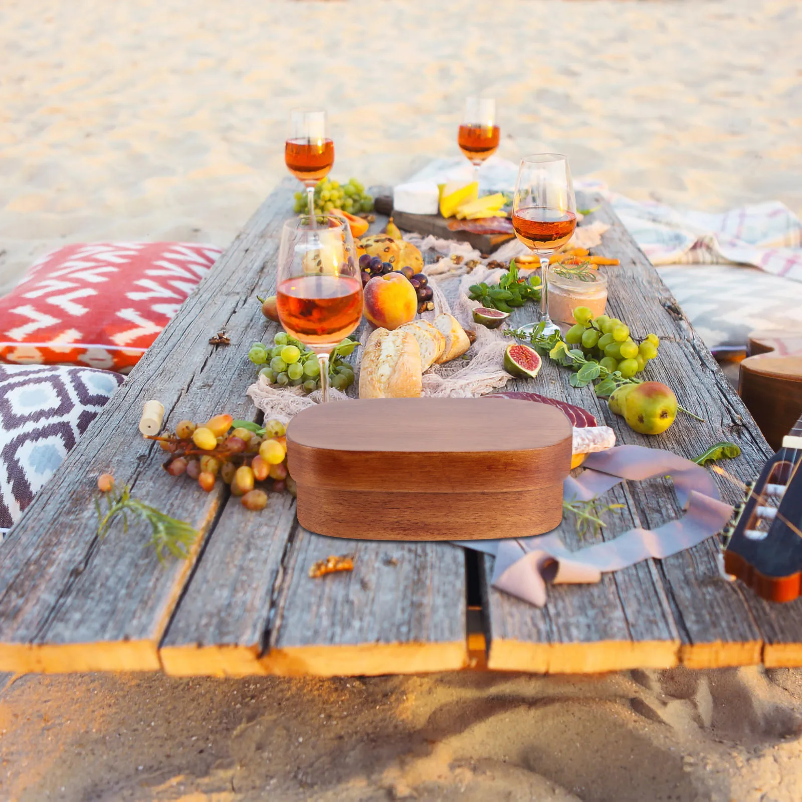 

Wooden Lunchbox Natural Wood Classic Design Portable Food Container Sushi Box Eco-Friendly for Office Picnic Travel