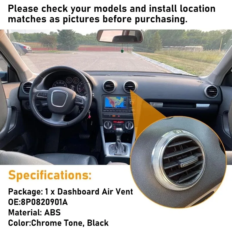 Car Front Dashboard Air Condition Vent Outlet For A3 S3 8P 2008-2012 8P0820901C Replacement Air Vent Lnstrument