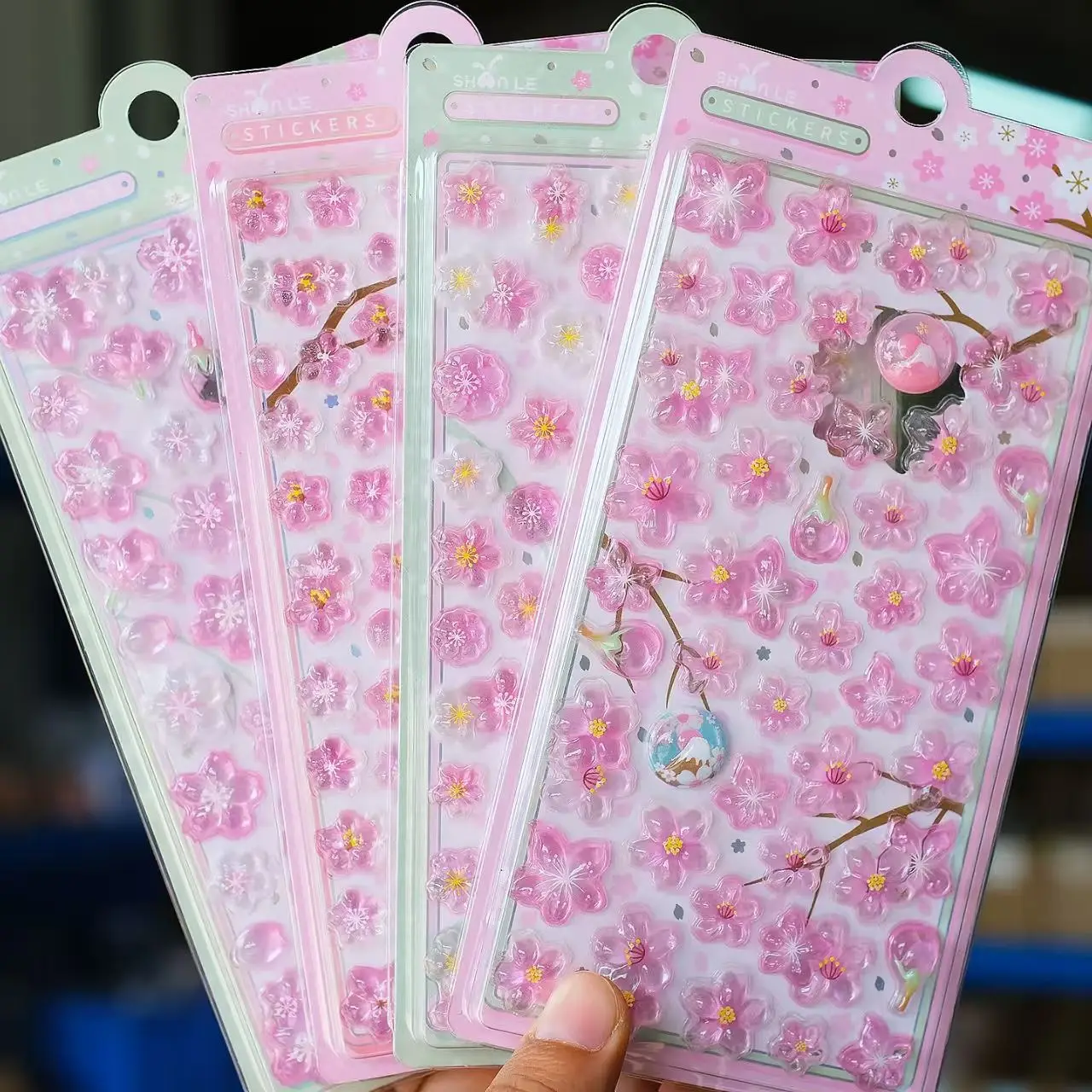 Autocollants de fleurs de cerisier, étui de téléphone périphérique créatif de dessin animé, autocollant Transparent, matériel de compte à main, cadeau d'anniversaire pour ami