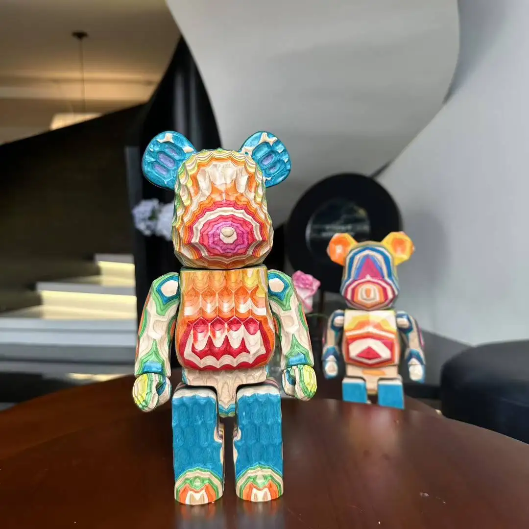 

Bearbrick 400% Fragment Design HAROSHI Vertical Rainbow Bear Wave Surface 28cm Height 11 Inch Collectible Wooden Bear Ornaments