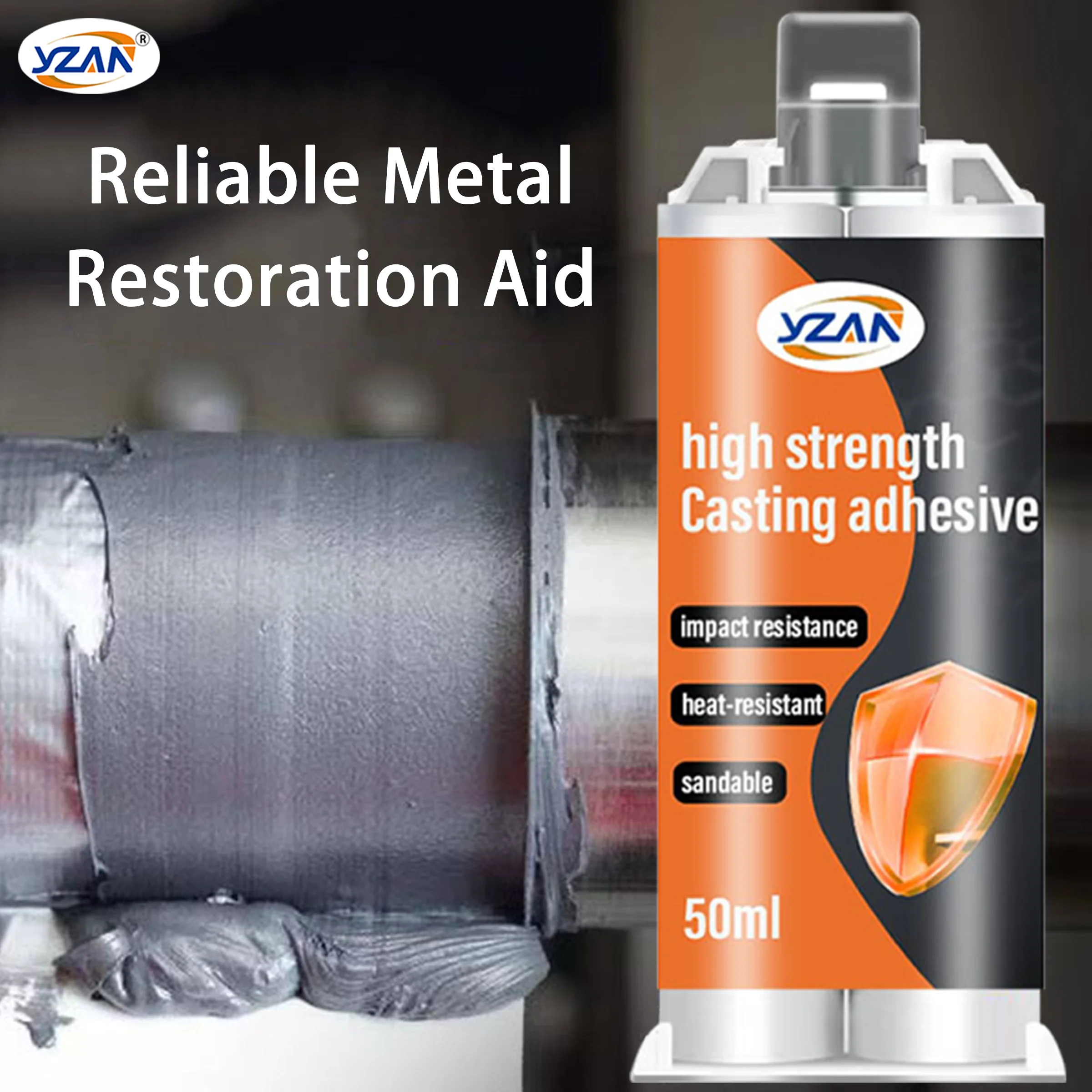 Metal Repair Glue Paste High Temperature 2 In1 Industrial AB Caster Glue High Strength Bonding Sealant Strong Casting Welding 50ML Includes mixing tools.
