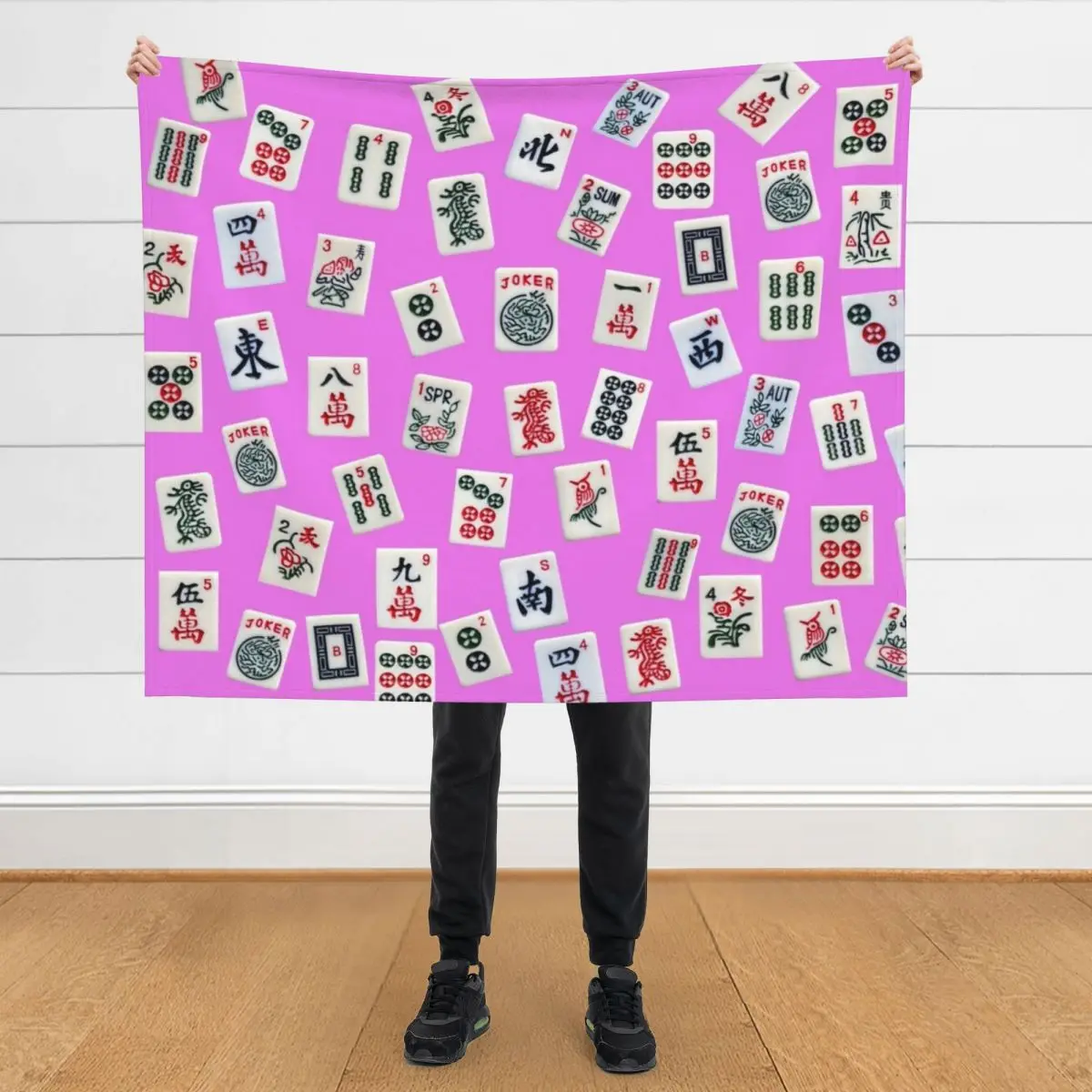 

Mahjongg game tiles design on pink color Throw Blanket Luxury Thicken Summer Luxury Designer Stuffeds Blankets