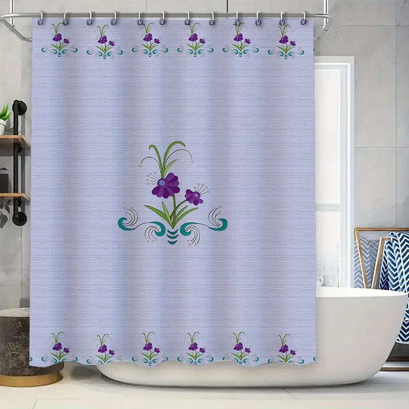 

Занавеска для душа с принтом ракушки: водонепроницаемая ткань для декора ванной комнаты, доступны сине-коричневые цвета