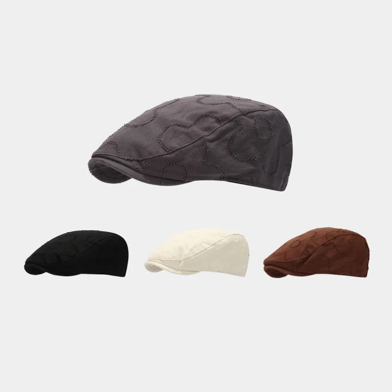 Vintage Heart Stitched Forward Cap Unisex Casual Ivy Hat Washed Cotton Peaked Cap For Men Women