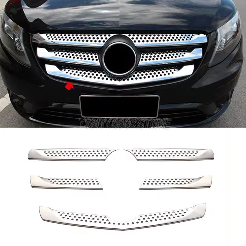 

5 PCS Hollow Chromed Front Grille Trim for Benz Vito 2017 New Car Stlying Stainless Steel External Accessories