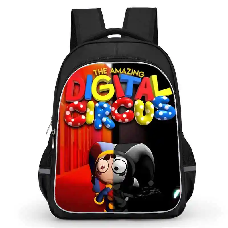 Amazing Digital Circus Prints Backpack Cartoon Anime Game School Bag with Double Zipper Pocket Custom add with Your Logo or Text