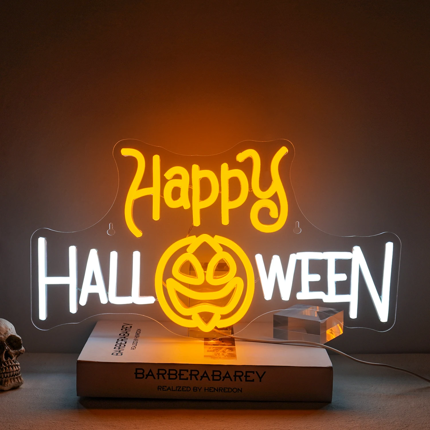 

Happy Halloween Neon Led Sign Pumpkin Halloween Bedroom Decoration Party Home Room Bar Club Dimmable Lamp Wall Light Up Signs