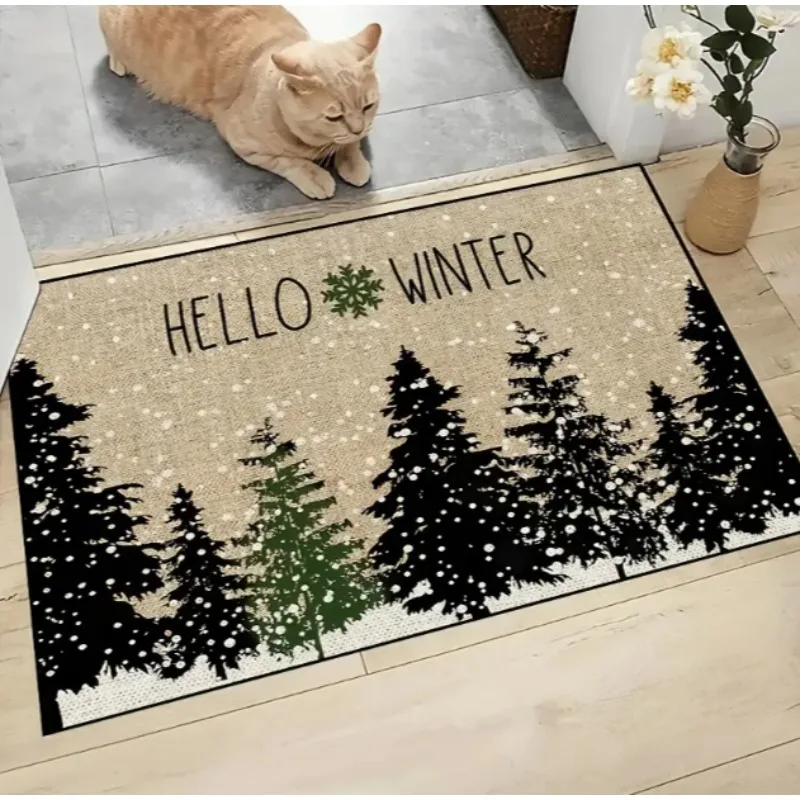 Christmas Tree Door Mat Christmas Gnome Pattern Soft Carpet Living Room Kitchen Bedroom Living Room Christmas Decor