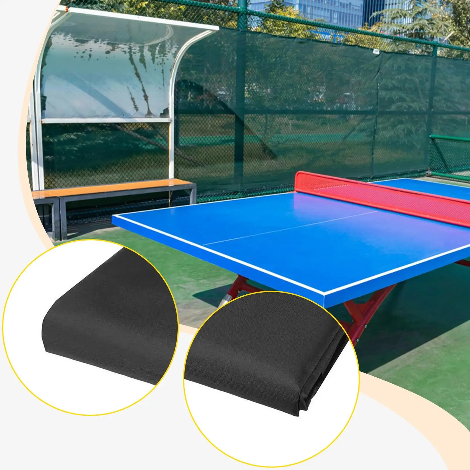 

Table Tennis Table Cover Breathable Sun Protection Easy Maintenance Wear Resistant Oxford Cloth 110.2x59in for Park Indoor Patio