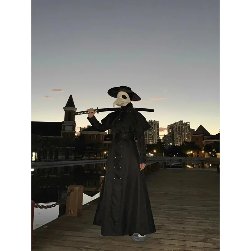 2025 nowy kostium na Halloween dla dzieci dorośli średniowieczny z kapturem zaraza lekarz ptak Horror mnich kostium StQAQ1