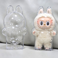 For Labubu Transparent Protective Cover Plush Dolls Display Storage Case Monster Toy Cute Elf Doll Portable Organizer Box
