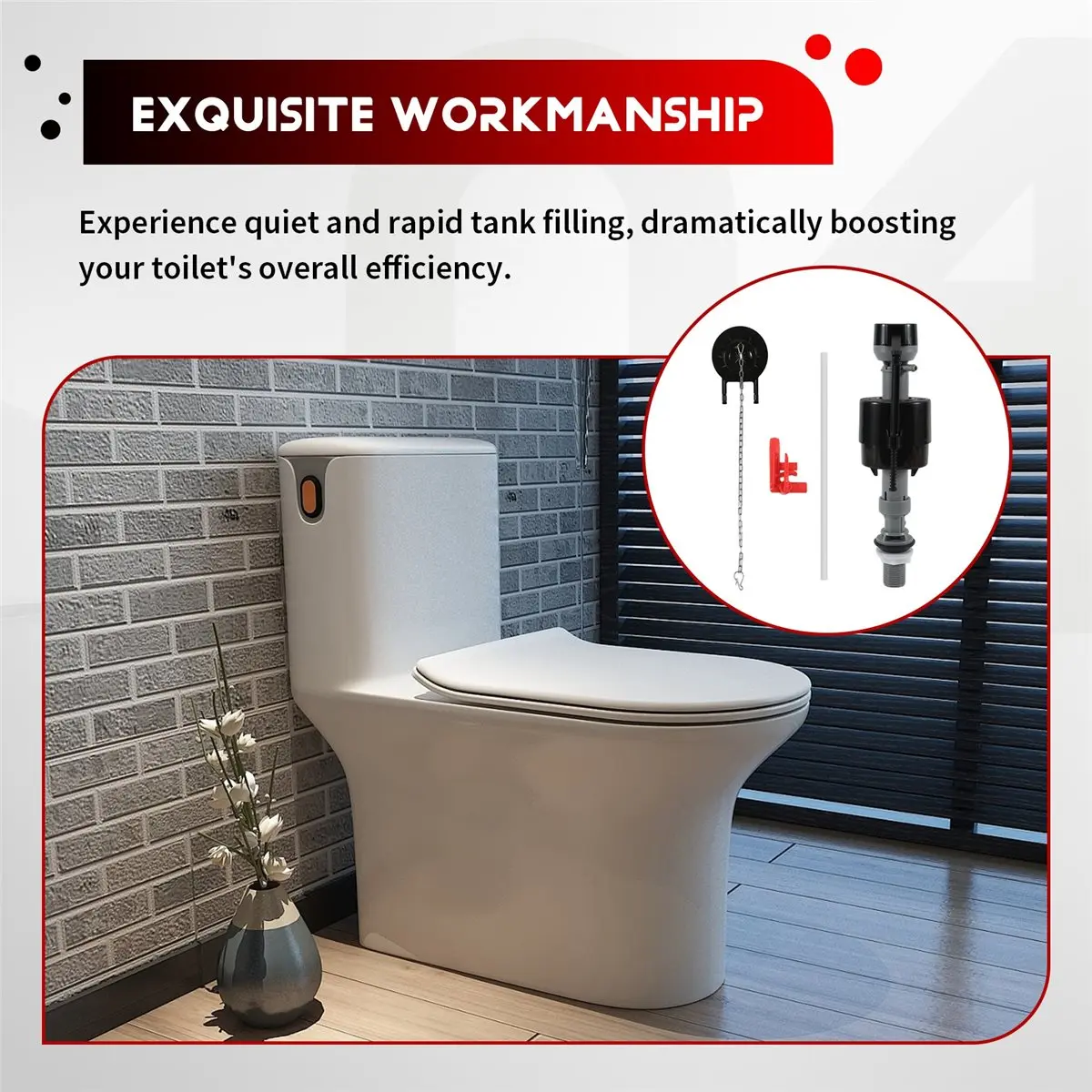 DT77 Universal Toilet Repair Kit for Inside Tank Includes Adjustable Fill Valve & 2-Inch Flapper Quiet & Easy Installation