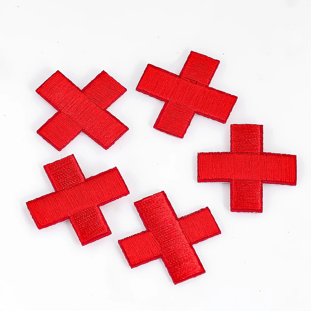 5pcs Red Cross Embroidery Patch Sewing Applique Decorative Sticker for Shirt Cartoon Nurse Hat Children\'s Badge DIY Accessories