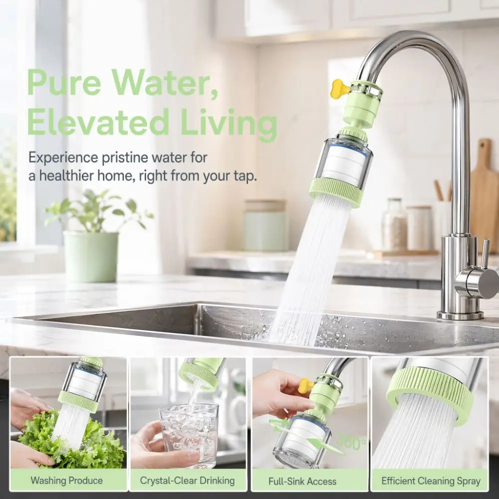 Universal Faucet Filter 360 Degree Rotatable Detachable Filter Water Purifier Removable Splash-proof Kitchen Faucet Extender