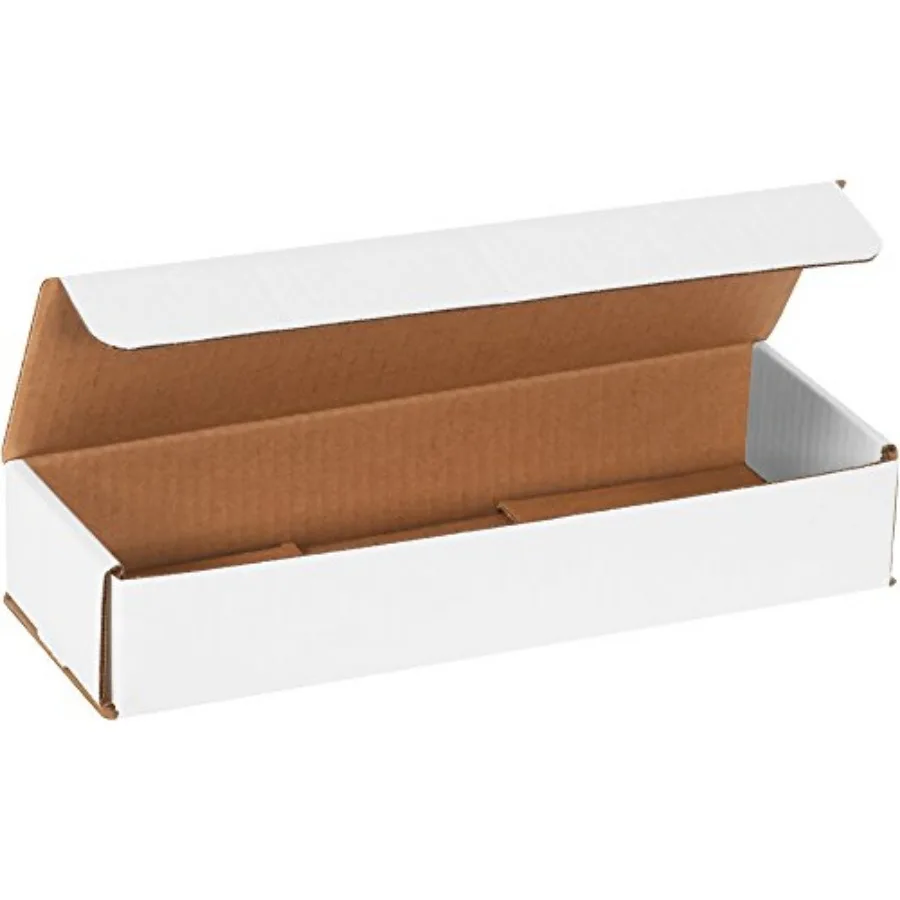 White Corrugated Cardboard Mailer Box 12" L x 4" W x 2" H Pack of 50 Crush-Proof for Shipping and Mailing UPS USPS and FedEx