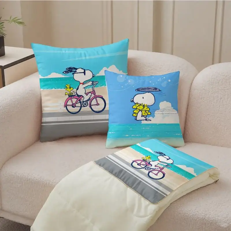 Snoopy Pillow Kawaii Cartoon Multifunctional Pillow Car Backrest Air Conditioner Designed for Girls Office Napping Pillow Gift