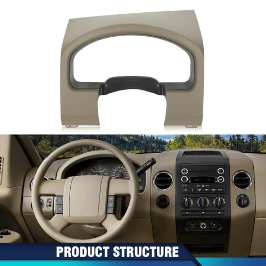PIT66 Instrument Cluster Dash Bezel Trim Compatible with Ford F150 2004-2008 Fit for Lariat Models Beige
