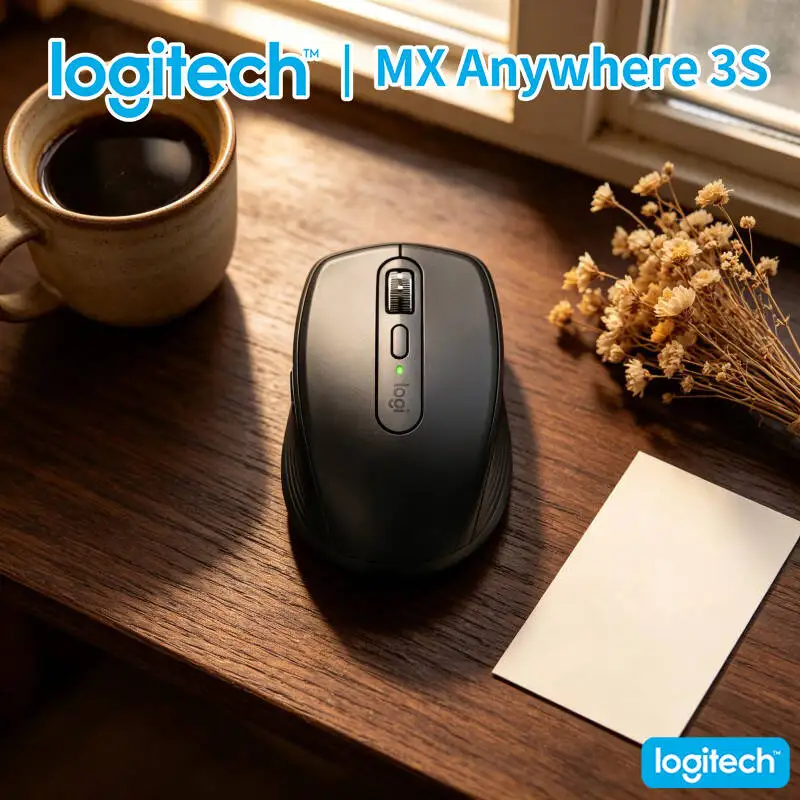 Portable MX Anywhere 3S - 8000 DPI Tracking, USB-C Quick Charge, Silent Click, Ideal for Art Studio & Short Business Trip