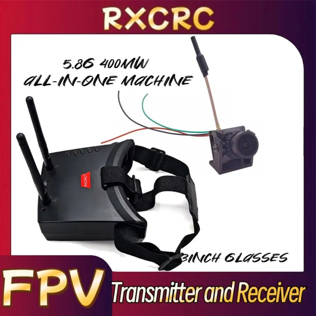 

RXC 5.8G 400mW VTX передатчик и 1500TVL 130 ° Камера FOV с 3-дюймовыми FPV-очками-приемниками для FPV RC дронов.